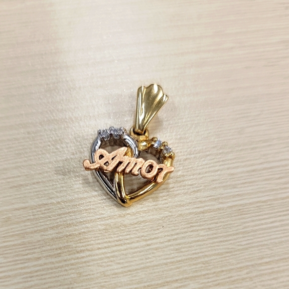14KT Tri-gold Heart Pendant